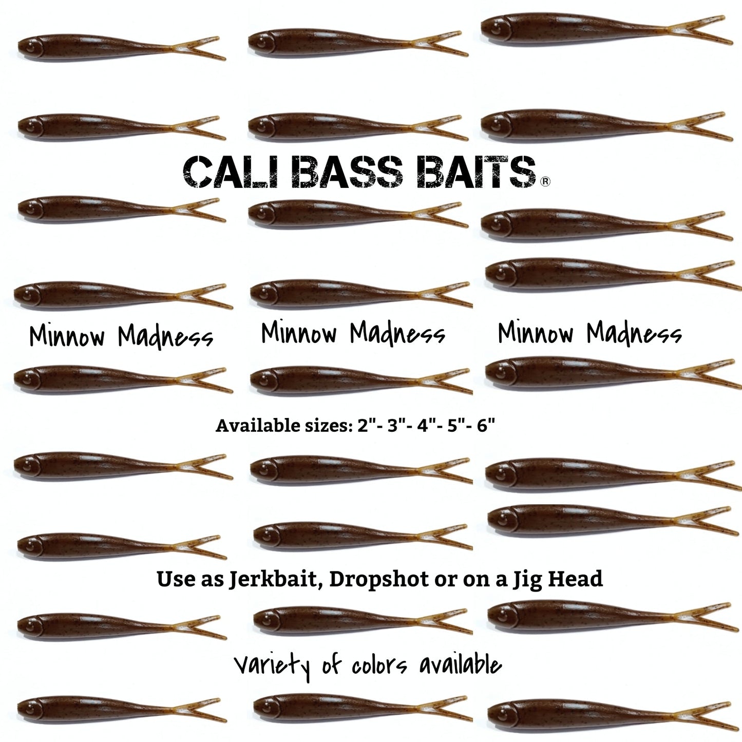 Minnow Madness 4" split tail minnow *Variety of colors available*