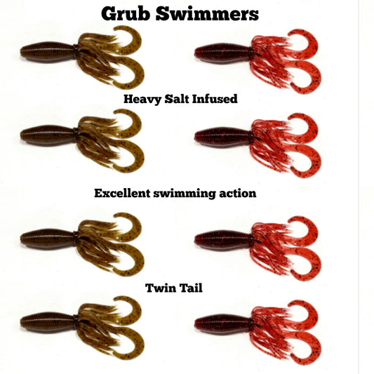 MINI FAT STUMP GRUB SWIMMER (single skirt twin tail) variety of colors available
