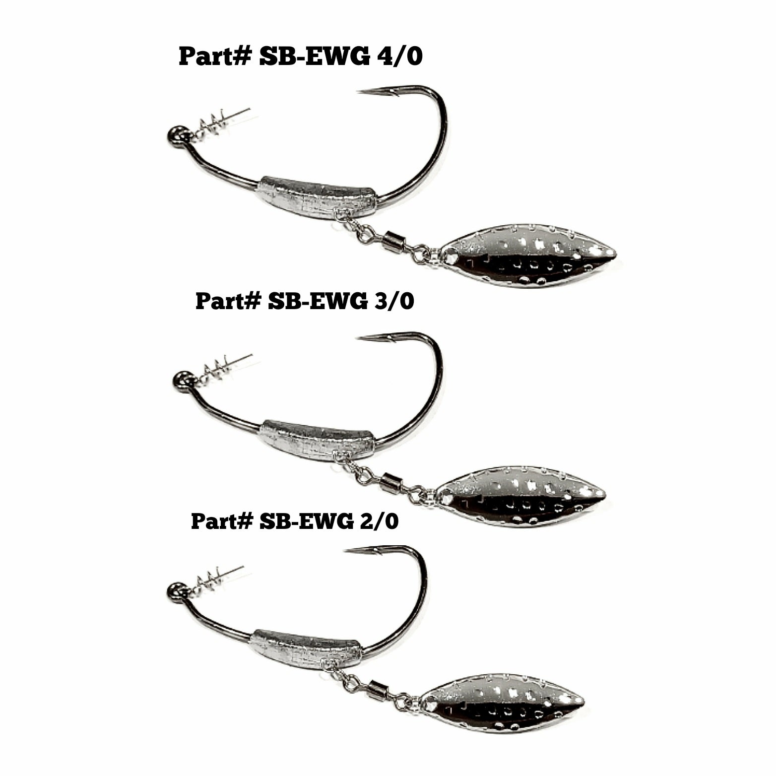 3/0 weighted hook Wide Gap SPIN BLADE weedless heavy gauge weighted hooks with spring lo – Cali Bass Baits