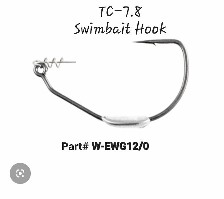 TC-7.8 Trophy Catcher Swimbait Weighted 3/4oz Hook extra wide gap heavy gauge spring lock bait keeper