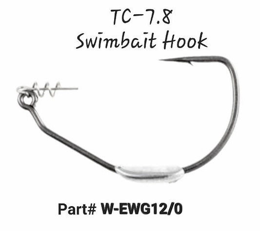 TC-7.8 Trophy Catcher Swimbait Weighted 3/4oz Hook extra wide gap heavy gauge spring lock bait keeper