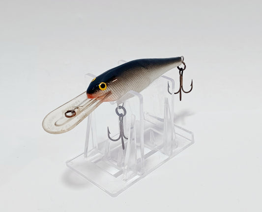 Vintage RAPALA Shad Rap deep runner 8 Balsa Finland silver blk