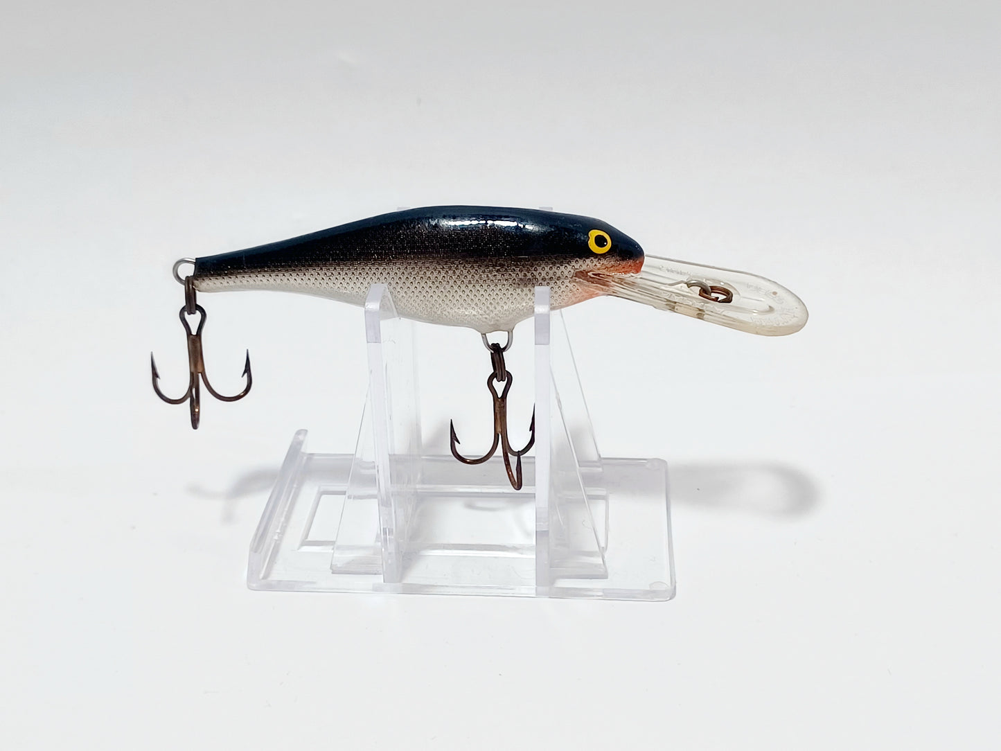 Vintage RAPALA Shad Rap deep runner 8 Balsa Finland silver blk
