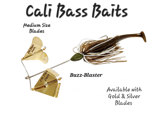 (MID SIZE 1/4oz) Buzz Blaster Buzzbait, Gold or Silver blades with trailer baits included