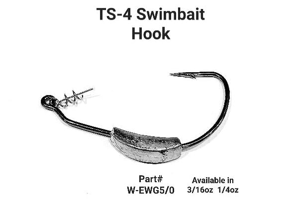 TS-4 Trophy Seeker Swimbait Weighted Hook extra wide gap heavy gauge spring lock bait keeper