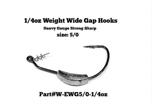 1/4oz Weighted 5/0 Swimbait Hook extra wide gap heavy gauge spring lock bait keeper Part#W-EWG5/0-1/4oz