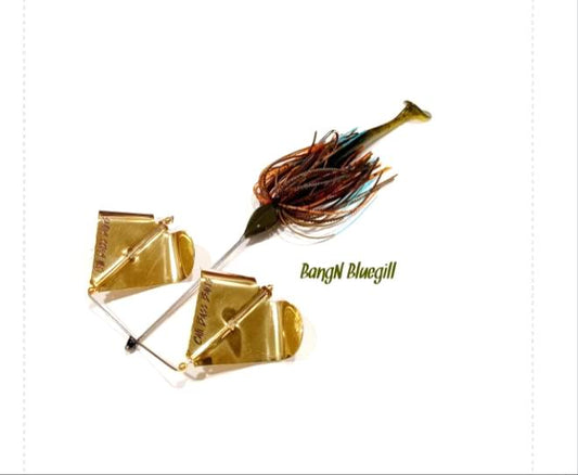 BangNBluegill (MID SIZE*Original) Buzz Blaster GOLD blades trailer baits included