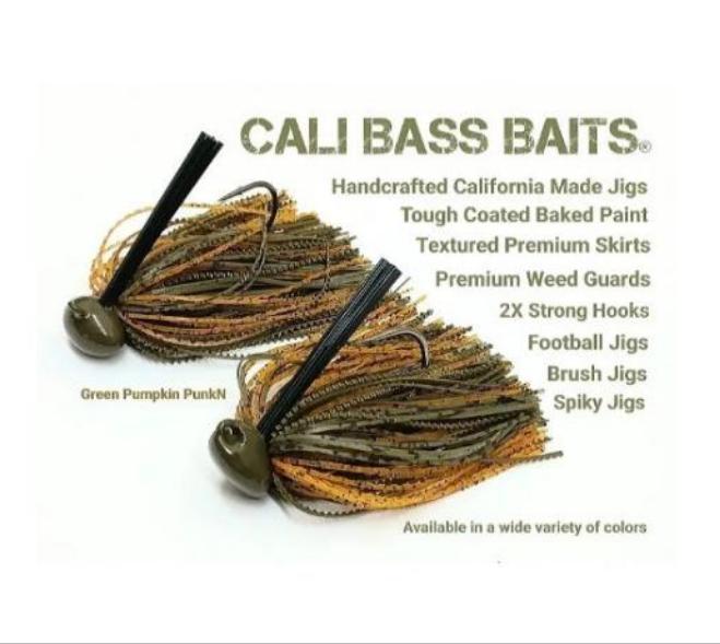 CALI JIGS in green pumpkin & pumpkin (Football or Brush Jig)
