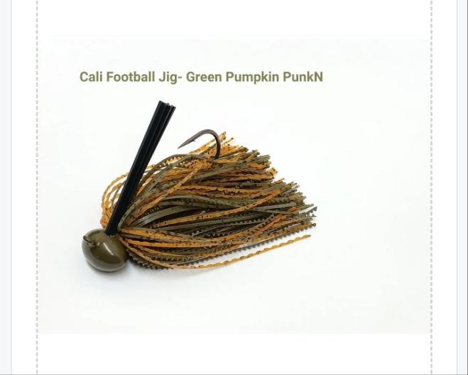 CALI JIGS in green pumpkin & pumpkin (Football or Brush Jig)