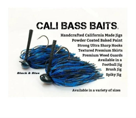 CALI JIGS in black blue craw (Football or Brush Jig)