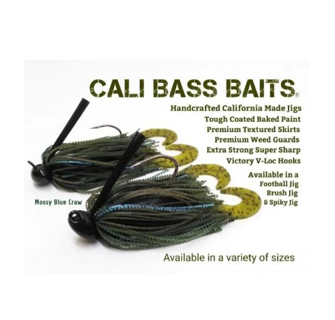 CALI JIGS in mossy blue craw (Football or Brush Jig)