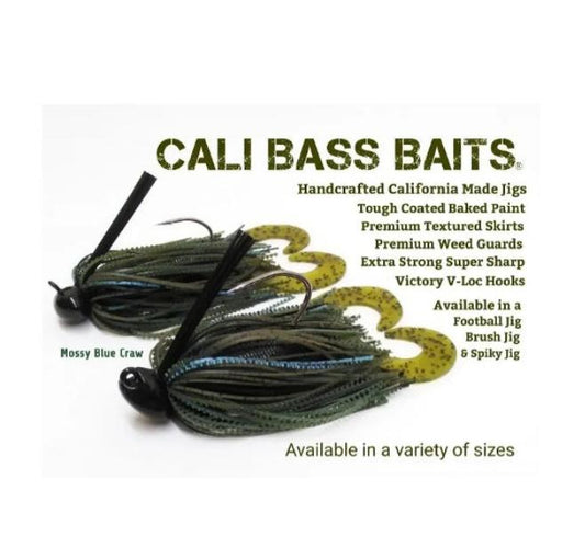 CALI JIGS in mossy blue craw (Football or Brush Jig)
