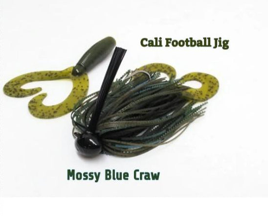 CALI JIGS in mossy blue craw (Football or Brush Jig)