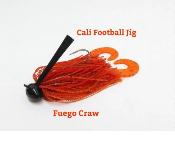 CALI JIG in fuego craw-(Football or Brush Jig)