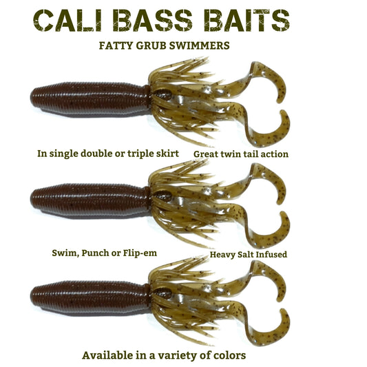 FATTY GRUB swimmer (single skirt twin tail) variety of colors available